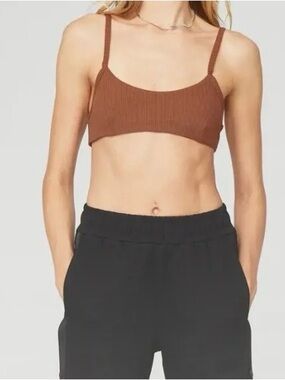 Alo Yoga Ribbed Manifest Bra Bralette in Rust Terracotta Sz M 8-10 W9550R